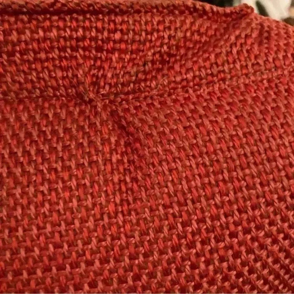 VTG Burlap Throw Pillows (2) Tassels Handmade Red And Pink Grannycore Maximalist - Picture 10 of 10